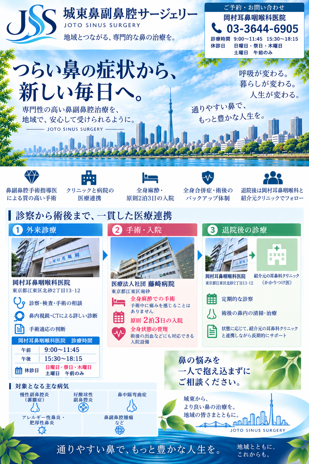 西大島・南砂町に新たに城東鼻副鼻腔サージェリーを開設しました。